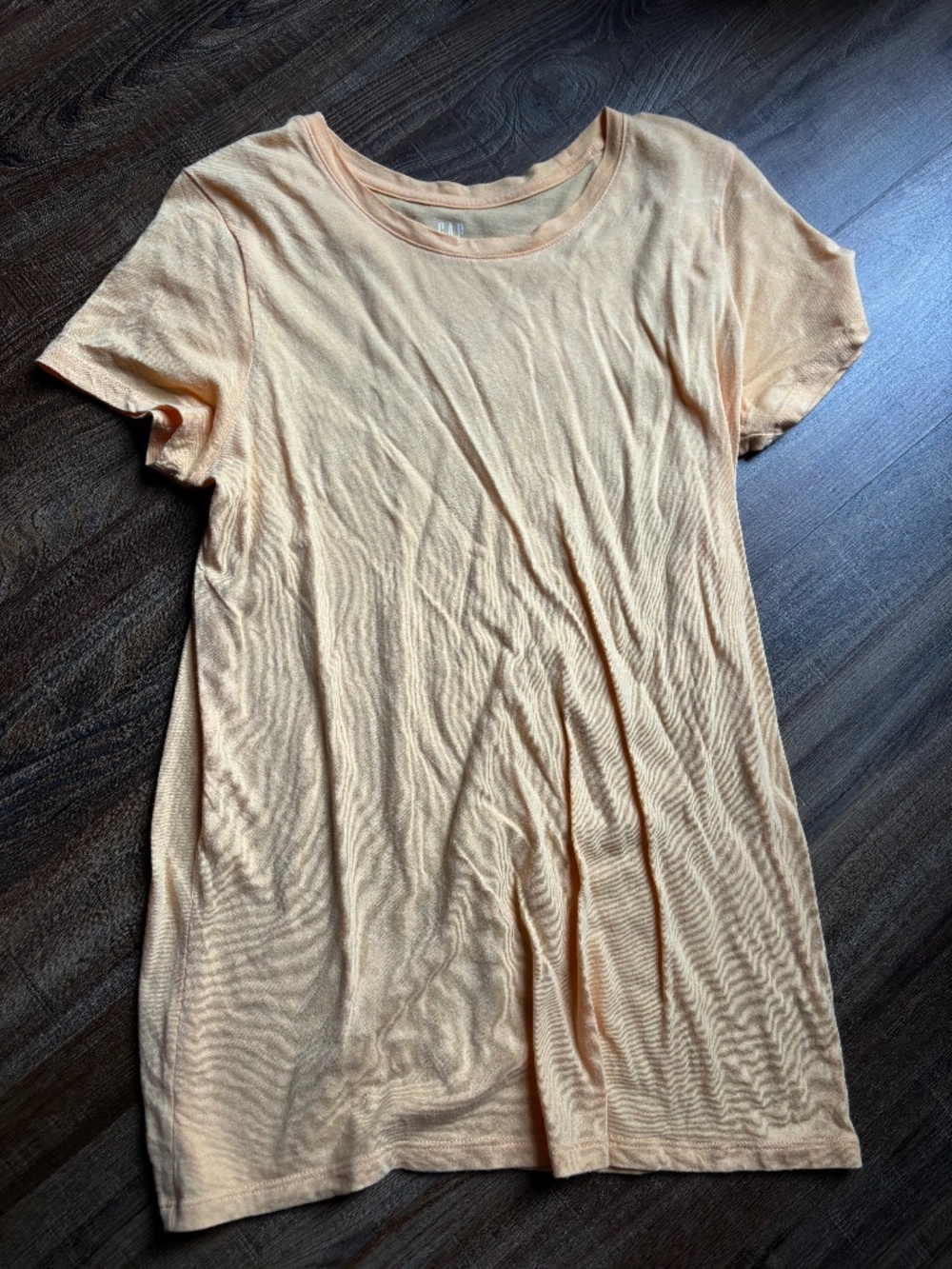 WOMENS GAP SHORT SLEEVE FAVORITE T - SHIRT PEACH/GOLD SIZE MEDIUM
